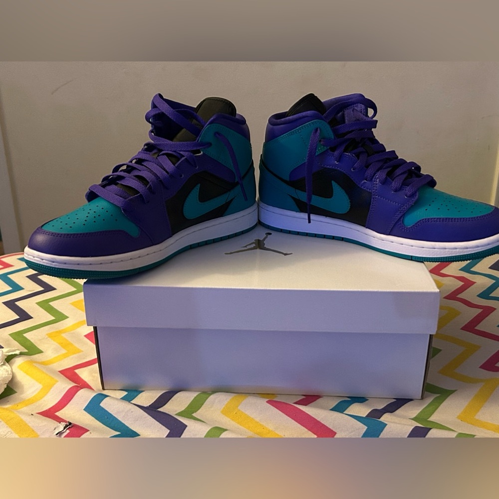 Teal and Purple Jordan 1’s